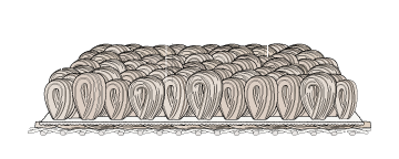 graphic describing berber carpet: looped, knotty surface; thicker loops of yarn; optional flecks of color/shades; backing